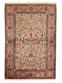  カシャン シルク 絨毯 100X153 オリエンタル 手織り 濃い茶色/茶 (絹, ペルシャ/イラン)