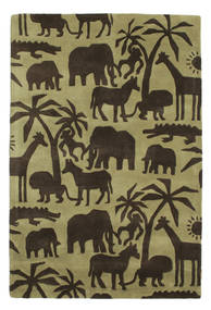 Africa Handtufted キッズカーペット 120X180 小 薄緑色/深緑色の ウール 絨毯 絨毯 