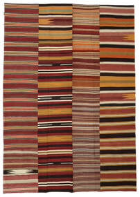  キリム パッチワーク 絨毯 240X340 モダン 手織り 濃い茶色/黒 (ウール, トルコ)