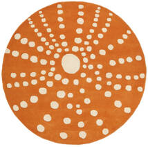  Sjöborre Handtufted - オレンジ 絨毯 Ø 150 モダン ラウンド 錆色/ホワイト/クリーム色 (ウール, インド)