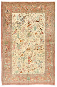  クム シルク 署名: Hosseini 絨毯 155X240 オリエンタル 手織り 錆色/黄色 (絹, ペルシャ/イラン)