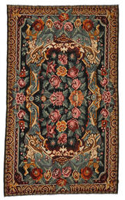  薔薇 キリム Moldavia 絨毯 214X357 オリエンタル 手織り 廊下 カーペット 黒/濃い茶色 (ウール, モルドバ)