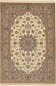  イスファハン 絹の縦糸 絨毯 110X162 オリエンタル 手織り 茶/ベージュ (ウール/絹, ペルシャ/イラン)