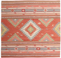  キリム Mersin 絨毯 240X240 モダン 手織り 正方形 錆色/深紅色の (ウール, インド)