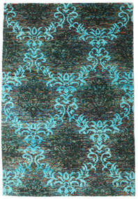  Kamala 絨毯 160X230 モダン 手織り 濃いグレー/深緑色の (絹, インド)