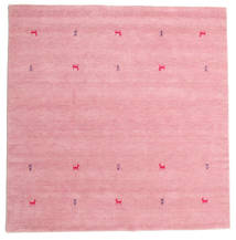  ギャッベ ルーム Two Lines - ピンク 絨毯 200X200 モダン 正方形 ライトピンク/ピンク (ウール, インド)