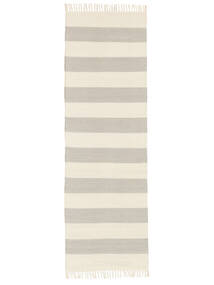  80X250 Cotton Stripe グレー/オフホワイト 廊下 絨毯 小 