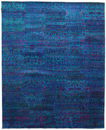  Sari ピュア シルク 絨毯 246X304 モダン 手織り 黒/紺色の (絹, インド)