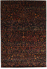 手織り Sari ピュア シルク 絨毯 206X301 シルクカーペット 黒/深紅色の 絨毯 