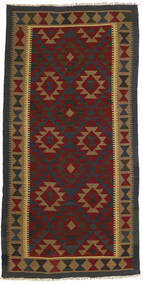  キリム マイマネ 絨毯 97X196 オリエンタル 手織り 濃いグレー/深紅色の (ウール, アフガニスタン)