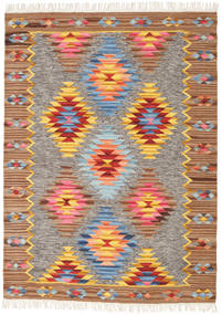 Spring キリム 絨毯 140X200 モダン 手織り 茶/薄い灰色 (ウール, インド)