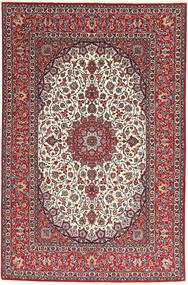  イスファハン 絹の縦糸 絨毯 155X240 ペルシャ 赤/ベージュ 小 絨毯 