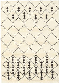 ウール 絨毯 140X200 Berber Indo オフホワイト/茶 小 絨毯 