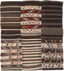  キリム パッチワーク 絨毯 192X220 モダン 手織り 濃い茶色/薄い灰色 (ウール, トルコ)