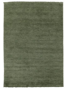  160X230 単色 ハンドルーム Fringes 絨毯 - フォレストグリーン ウール, 