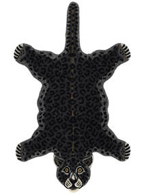  キッズカーペット ウール 絨毯 100X160 Leopard 黒 小 絨毯 