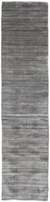  Bamboo Grass - Black_ グレー 絨毯 80X340 モダン 廊下 カーペット 薄い灰色/濃いグレー (ウール/バンブーシルク, インド)
