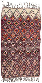  Berber Moroccan - Mid Atlas 絨毯 214X385 モダン 手織り 濃い茶色/濃い紫 (ウール, モロッコ)