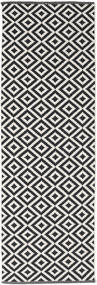 Torun 80X300 小 黒/白色 チェック 細長 綿 ラグ 絨毯 