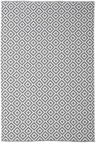 Torun 200X300 グレー/白色 チェック 綿 ラグ 絨毯 