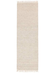  Melange - 砂色 絨毯 80X250 モダン 手織り 廊下 カーペット 黒 (ウール, インド)