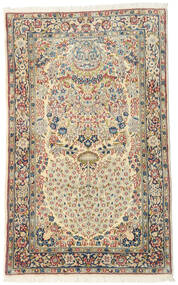 90X146 絨毯 ケルマン Fine 絨毯 オリエンタル 手織り ベージュ/茶 (ウール, ペルシャ/イラン)