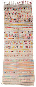  Berber Moroccan - Boucherouite 絨毯 130X355 モダン 手織り 廊下 カーペット 薄い灰色 ( モロッコ)