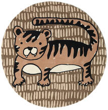  キッズカーペット ウール 絨毯 Ø 150 Cool Cat トープ/ベージュ ラウンド 小 絨毯 
