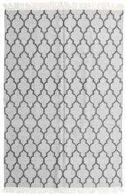  Bamboo シルク キリム 絨毯 140X200 モダン 手織り ホワイト/クリーム色/薄い灰色 (ウール/バンブーシルク, インド)
