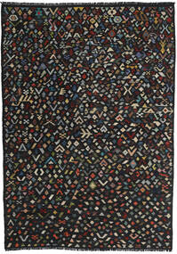  キリム モダン 絨毯 204X287 モダン 手織り 黒 (ウール, アフガニスタン)