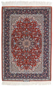 絨毯 イスファハン 絹の縦糸 110X165 赤/グレー ( ペルシャ/イラン)