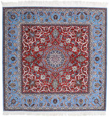  イスファハン 絹の縦糸 絨毯 209X210 オリエンタル 手織り 正方形 薄紫色/深紅色の (ウール/絹, ペルシャ/イラン)
