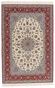  イスファハン 絹の縦糸 署名 Entashari 絨毯 161X241 オリエンタル 手織り ベージュ/薄い灰色/濃い茶色 (ウール/絹, ペルシャ/イラン)