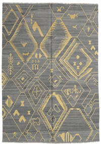  キリム モダン 絨毯 204X292 モダン 手織り 濃いグレー/薄い灰色 (ウール, アフガニスタン)