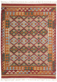  キリム Adana 絨毯 140X200 モダン 手織り 深紅色の/薄茶色 (ウール, インド)