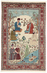 手織り サルーク Fine 絨毯 143X213 ペルシャ ベージュ/赤 小 絨毯 