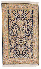  カシミール ピュア シルク 絨毯 77X127 オリエンタル 手織り 濃い紫/茶 (絹, インド)