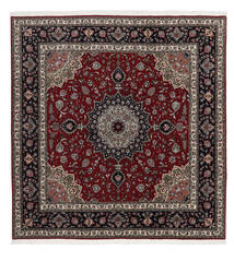 202X209 絨毯 タブリーズ 60 Raj 絹の縦糸 絨毯 オリエンタル 正方形 深紅色の/濃いグレー (ペルシャ/イラン)