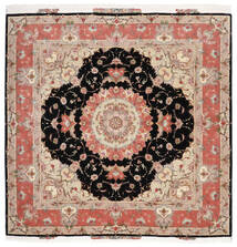 202X204 絨毯 タブリーズ 60 Raj 絹の縦糸 絨毯 オリエンタル 手織り 正方形 オレンジ/茶 (ペルシャ/イラン)