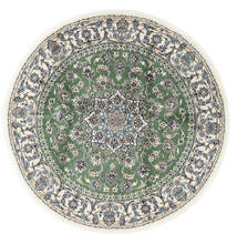  ナイン 絨毯 Ø 200 オリエンタル 手織り ラウンド ベージュ/深緑色の (ウール, ペルシャ/イラン)
