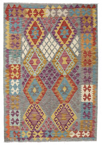  キリム アフガン オールド スタイル 絨毯 126X184 オリエンタル 手織り 濃いグレー/深紅色の (ウール, アフガニスタン)