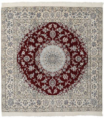  ナイン 9La 絨毯 199X205 オリエンタル 手織り 正方形 濃いグレー/黒 (ウール/絹, ペルシャ/イラン)