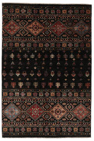  Shabargan 絨毯 132X196 モダン 手織り 黒/濃い茶色 (ウール, アフガニスタン)