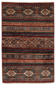  Shabargan 絨毯 84X125 オリエンタル 手織り 黒/深紅色の (ウール, )