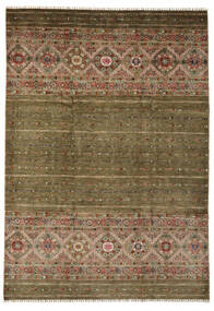 絨毯 Shabargan 絨毯 215X307 茶/黒 (ウール, アフガニスタン)