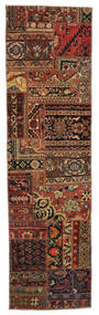  パッチワーク - Persien/Iran 絨毯 69X251 モダン 手織り 廊下 カーペット 黒/濃い茶色 (ウール, ペルシャ/イラン)