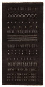  ギャッベ Loribaft 絨毯 76X148 モダン 手織り 黒 (ウール, インド)