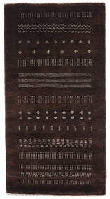  ギャッベ Loribaft 絨毯 77X145 モダン 手織り 黒 (ウール, インド)