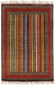  ギャッベ Loribaft 絨毯 121X185 モダン 手織り 黒/濃い茶色 (ウール, インド)