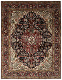  タブリーズ 絨毯 303X387 オリエンタル 手織り 黒/濃い茶色 大きな (ウール, ペルシャ/イラン)